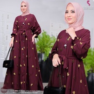 GAMIS SUPER JUMBO LD 130-160 MOTIF KUMARA LOVENA MAT CRINKLE BORDIR IMPORT BY ORIGINAL SHOFIYA