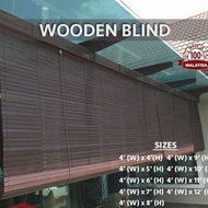 Wood Blind 4' (W) X 4' (H) - 12' (H) Bidai Kayu Meranti Solid Wood Premium Curtain Outdoor Indoor Home Interior Garden