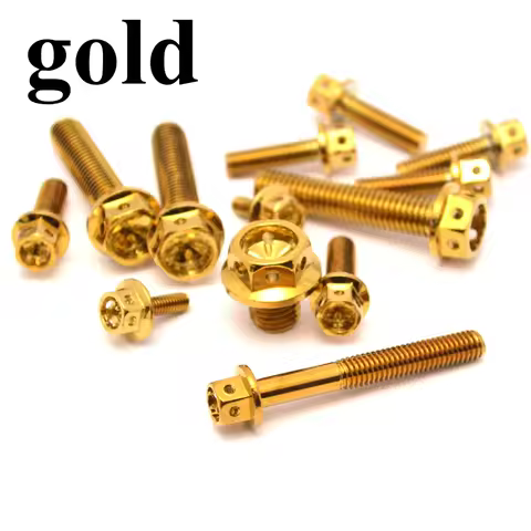 M6 Stainless Steel 304 Screw Electroplated Gold Screw Hexagon Screw Big Head Screw Electric Car Moto