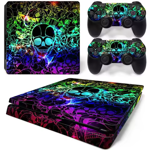For PS4 Slim Console Skin Sticker Wrap Full Vinyl Decal Cover Protective Film for PS4 Slim Controlle