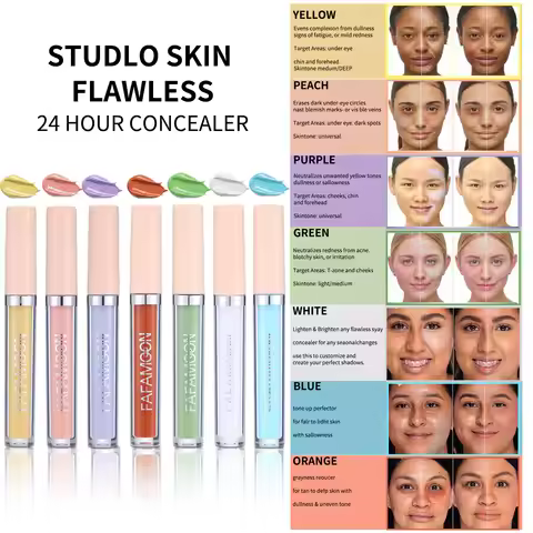 Waterproof Concealer Moisturising Coverage Dark Circles Acne Cream Liquid Foundation Waterproof Corr