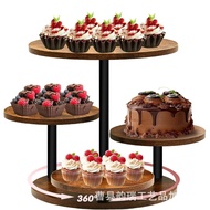 Cake Rack Wedding Paper Cup Holder Round Tea Party Rotatable 4360°Dessert Tower Rack Birthday Wooden