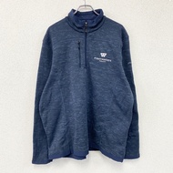 Eddie Bauer 抓絨半拉鍊套頭衫，海軍藍，XL 碼，古著。