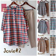 jovie #2 Set Setelan Celana Wanita Baju Kerja Modis Casual motif kotak