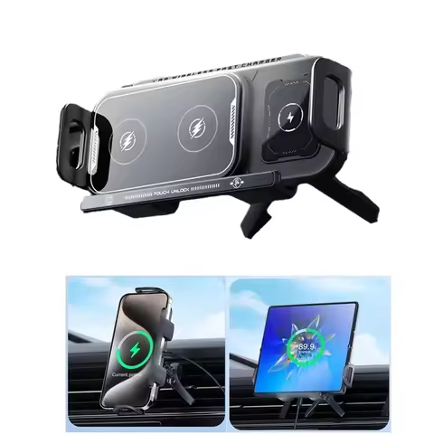 15W Universal Car Phone Wireless Charger Holder 360° Rotation Mount for Samsung Galaxy Fold 6 5 4 3 