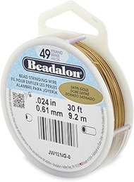 Beadalon 49 Strand Stainless Steel Bead Stringing Wire, 024 in / 0.61 mm, Satin Gold, 30 ft / 9.2 m,