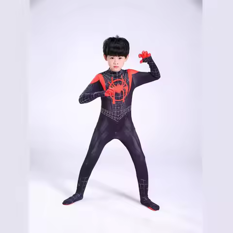 2026 For Kids Hot Toys Anime Spiderman Costume Mask Spider Man Miles Morales Cosplay Jumpsuit Bodysu