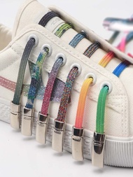 New Colorful Sneakers Magnetic Lock Shoelaces Without Ties Elastic No Tie Shoe Laces Kids Adult Quick Flat Shoe Lace Rubber Band Shoes Accessories