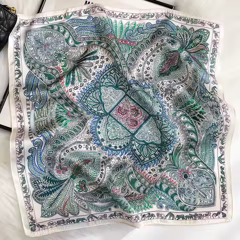 100% Silk Scarf Women Square Neck Hairband Shawls Foulard elegant Scarves Pashmina Neckerchief Femal