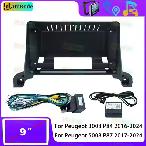 Hiirode Car Android Radio Stereo Player Frame Fascia For Peugeot 3008 5008 P84 P87 2016-2020 Panel P