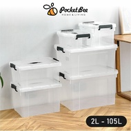 Pocketbee - Home Transparent Storage Box Organizer Stackable Container Waterproof With Wheels 15L/42