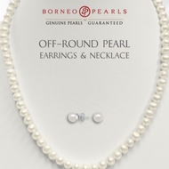 Borneo Pearls Pearl Necklace + Earring Set - White Peach Lavender & Black