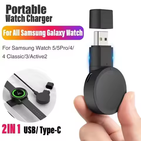 Travel Wireless Charger For Samsung Galaxy Watch 3W 5V USB Portable Dock ABS Black Only Galaxy Serie