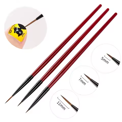 3Pcs/set Nail Art Liner Painting Brush Thin Stripe Line Drawing Pen UV Gel Tips French Design DIY Ac