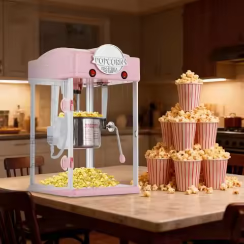6-Ounce Commercial Popcorn Machine with Stainless Steel Accessories Measuring Tool and Scoop 24-Cup 