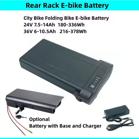 Rear Rack City E-bike Battery 36V 6.6Ah 7.5Ah 7.8Ah 10.5Ah 10Ah 24V for eLife Tourer Regency Apollo 