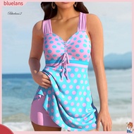 <BL>  Tankini Swimsuit Set Two-piece Swimwear 2pcs Summer Tankini Set Women V-neck Sling Top High Wa