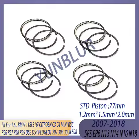 STD 4pcs Engine Piston Ring Kit Fit 1.6 L 5FS EP6 N13 N14 N16 N18 Gas 07-18 For BMW 118i 316i CITROE