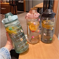 AYN Botol Air 2L/2000ml Reminder Fitness Water Bottle With Straw/Scale Big Bottle 2 Litre Gym Sport Student Water Bottle
