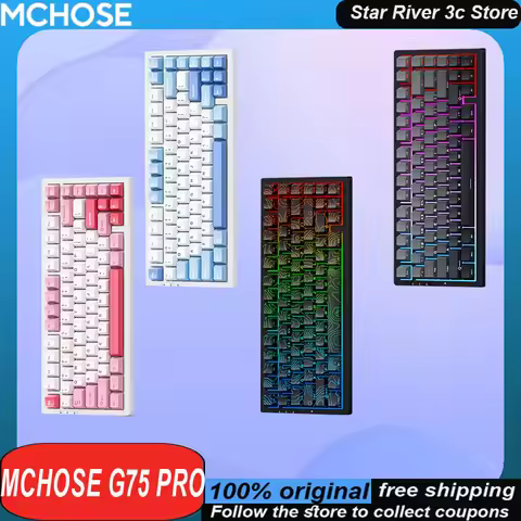 MCHOSE G75 Pro Mechanical Keyboard Wireless Tri Mode Ergonomics Gasket Structure Hot Plug Rgb Custom