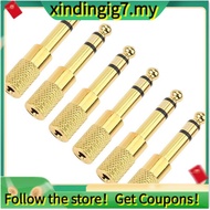【】Quarter Inch Adapter, 6.35mm (1/4 Inch) Male to 3.5mm (1/8 Inch) Female Headphone Jack Plug, Gold 
