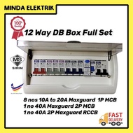 DB Box 12 way (Full Set) Maxguard 1P MCB 10A -20A Distribution board [Customize service available] S