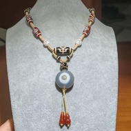 Taiwan Ethnic Style Retro Dzi Necklace Agate Design Unisex