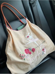 Homemade Japanese female doughnuts embroidery environmental protection small bag bag shopping bag ba