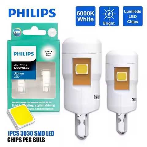 1 Pair Philips LED T10 W5W Ultinon Pro12961 6000K White Turn Signal Lamps Car Interior Light Number 