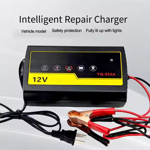 12 Volt 6 Amp Acid Battery Charger with Pulse Repair Technology and Short Circuit Protection for Veh