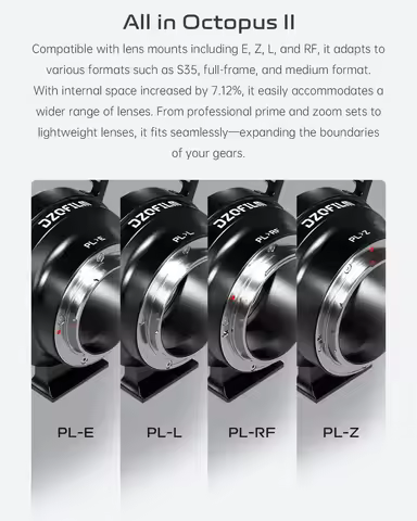 Panasonic DZOFilm Octopus II Lens Adapter PL Mount Lens To E/L/RF/Z Mount with Detachable Base for S