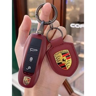 Porsche Pole Red Car Leather Key Shell 718taycan Paracayen Key Replacement Shell