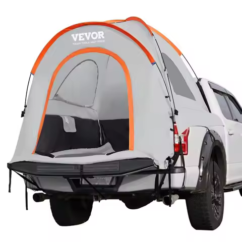 Truck Bed Tent 6.4-6.7ft for Pickup Truck with Rain Layer and Carry Bag Waterproof PU2000mm Double L