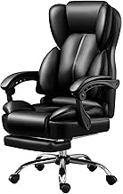 Home Office Chairs Desk Chair Boss Chair Ergonomic Video Game Chairs Comfortable Leather Reclining with Footstool Black interesting