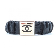 成色極佳★香奈兒 B21B AB6832 Coco 標誌羊皮髮圈，黑色，金色五金，義大利製造，女士款