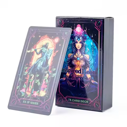 nspired Neon Tarot A 78-Card Deck English Visions Entertainment Game Card Family Gathering Divinatio