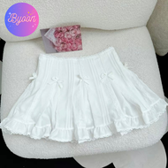 Chân Váy Lisa Đính Nơ Byoon Store Viền Ren Xếp Ly Hack Dáng C081
