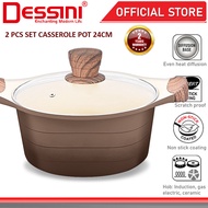 DESSINI ITALY XWB-24 Die Cast Aluminium Non Stick Casserole Pot Bowl Deep Fry Pan Induction Cookware