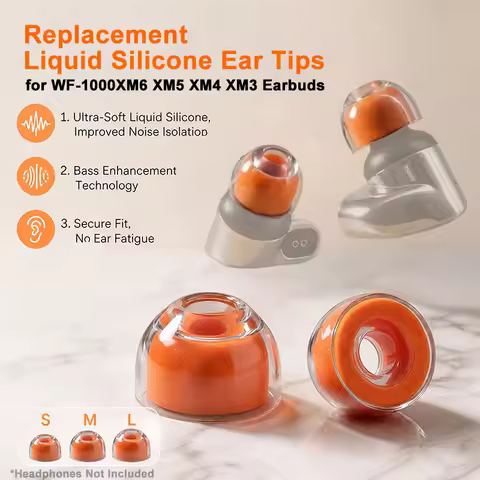 Replacement Liquid Silicone Sponge Ear Tips For WF-1000XM6 XM5 XM4 XM3 Noise-Canceling Ear Tips - He