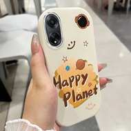 Case For OPPO A98 5G F23 5G A1 5G Happy Planet Phone Heart Shape Shockproof Round And Fat
