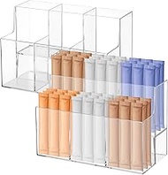 2PCS Acrylic Drink Packet Organizer, 6-Compartment 2-Tier Water Flavor Packet Holde, Double Layer De