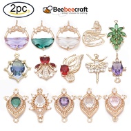 Beebeecraft 2pc Glass Pendants with Brass Micro Pave Cubic ia Findings Faceted Flat Round with Star Light Gold Lilac for Jewelry Crafting Bracelet Necklace Making Hot