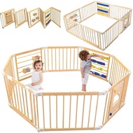Foldable Baby Playpen, Wooden Playpen for Babies and Toddlers,636324In Baby FLASH SALE
