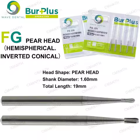 WAVE Dental Burs Tungsten Carbide Burs Pear Head FG330 FG331 High Speed Dia.1.6mm Dentistry Drills D