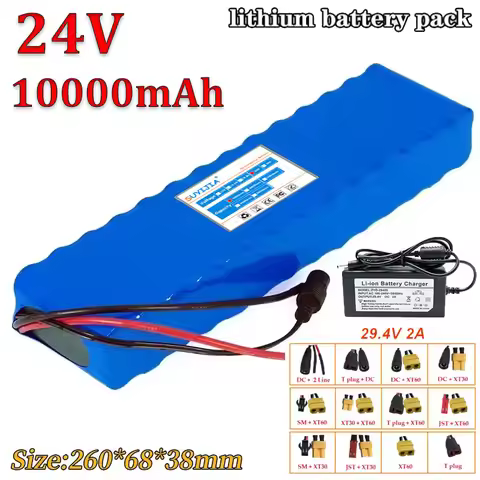 Lithium Battery 24V 10Ah 7S4P 250W 29.4V 10000MAH 18650 Electric Scooter Pack 15A BMS Power Supply S