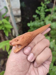 Pipa Rokok Kayu Cendana Pipa Once Padudan Asli Wangi Ukir Macan Panjang 14 cm
