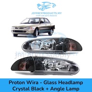 Proton Wira Headlamp Glass Lampu Depan Hitam Kaca Crystal Black with Angle Lamp ( 1SET 2PCS )