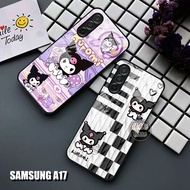 HP Samsung A17 Case Kuromi Motif - Latest Samsung A17 Glass SoftCase - Samsung A17 Phone Case - Sili
