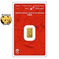 Argor - Heraeus 9999 Gold Bar, 1g / 2g / 5g, Year of Dragon / Rabbit, Minted bar / Kinebar