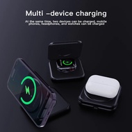 15W Magnetic Charger 3 in 1 Fast Charging Station Foldable Phone Holder Stand for iPhone 14 13 12 Ap